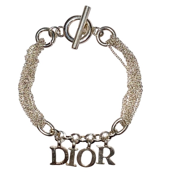 Dior Jewelry - VTG Christian Dior Sterling Silver Marked .925 Chain Link Toggle Charm Bracelet